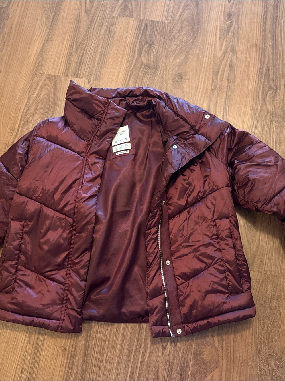 Abercrombie Maroon Quilted Puffer Jacket